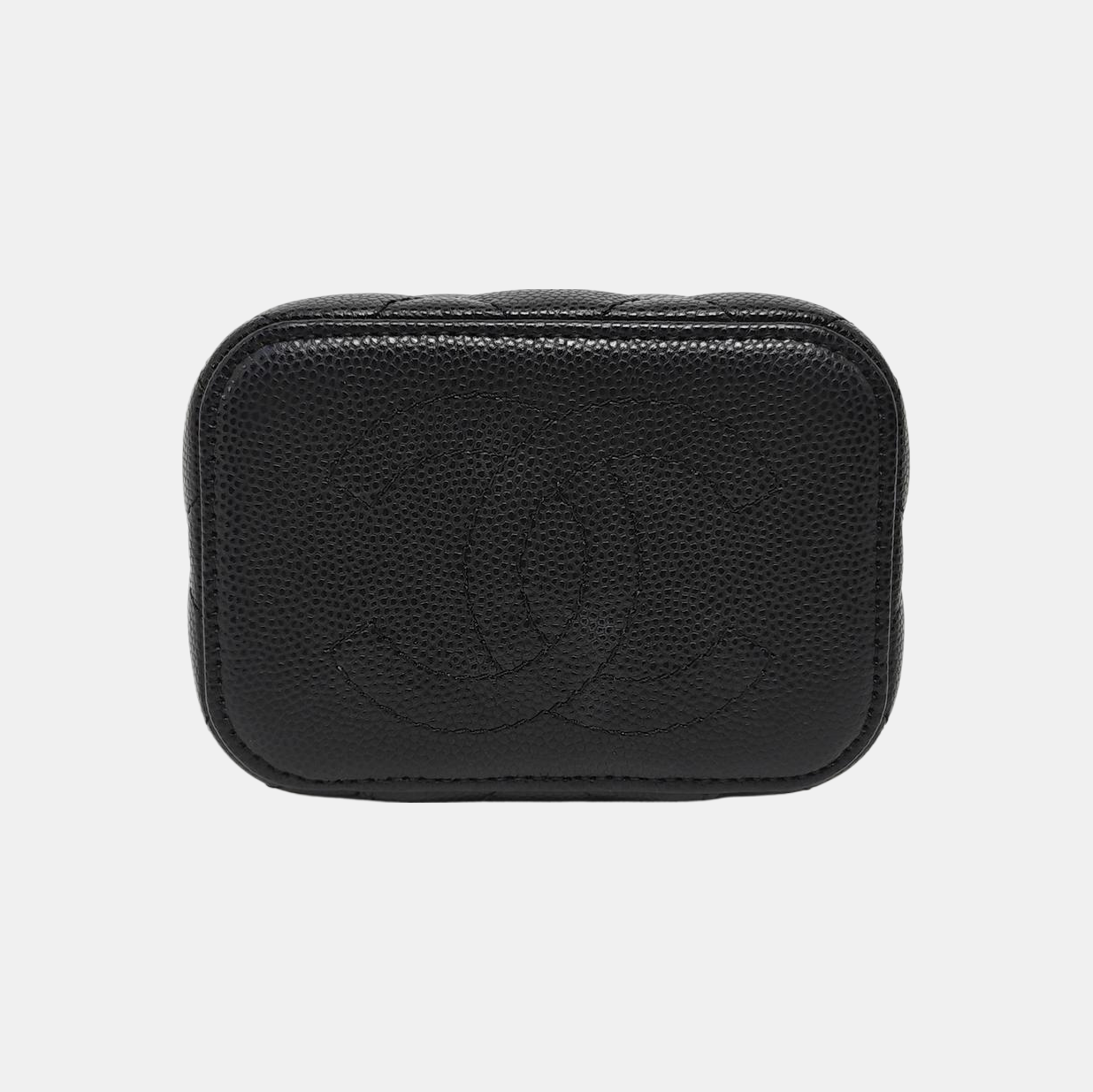 Quilted Grained Calfskin Shoulder Bag Black