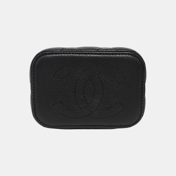 Quilted Grained Calfskin Shoulder Bag Black