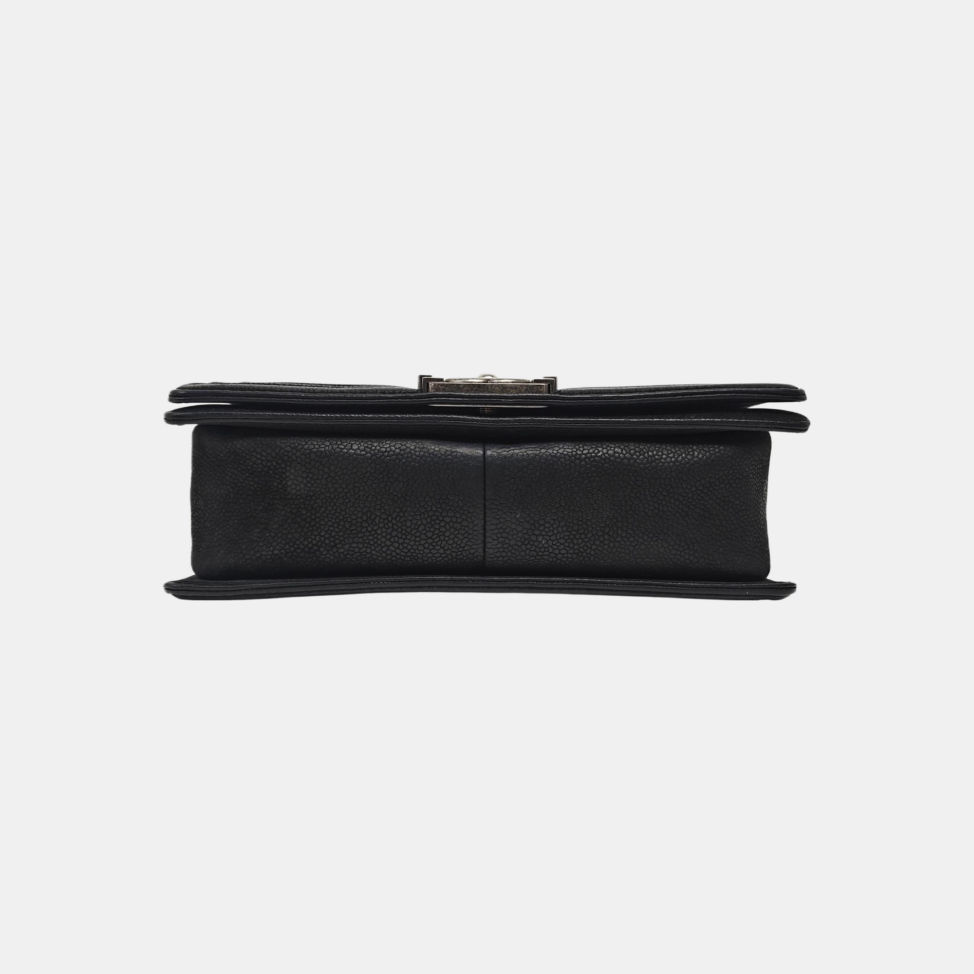 BOY CHANEL Medium Quilted Grained Calfskin Black