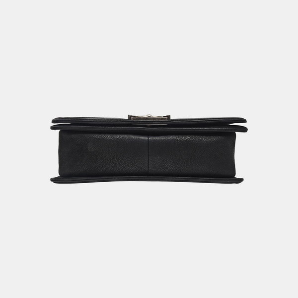 BOY CHANEL Medium Quilted Grained Calfskin Black