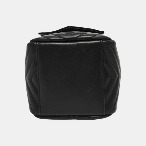 Chevron Lambskin Bucket Bag Black