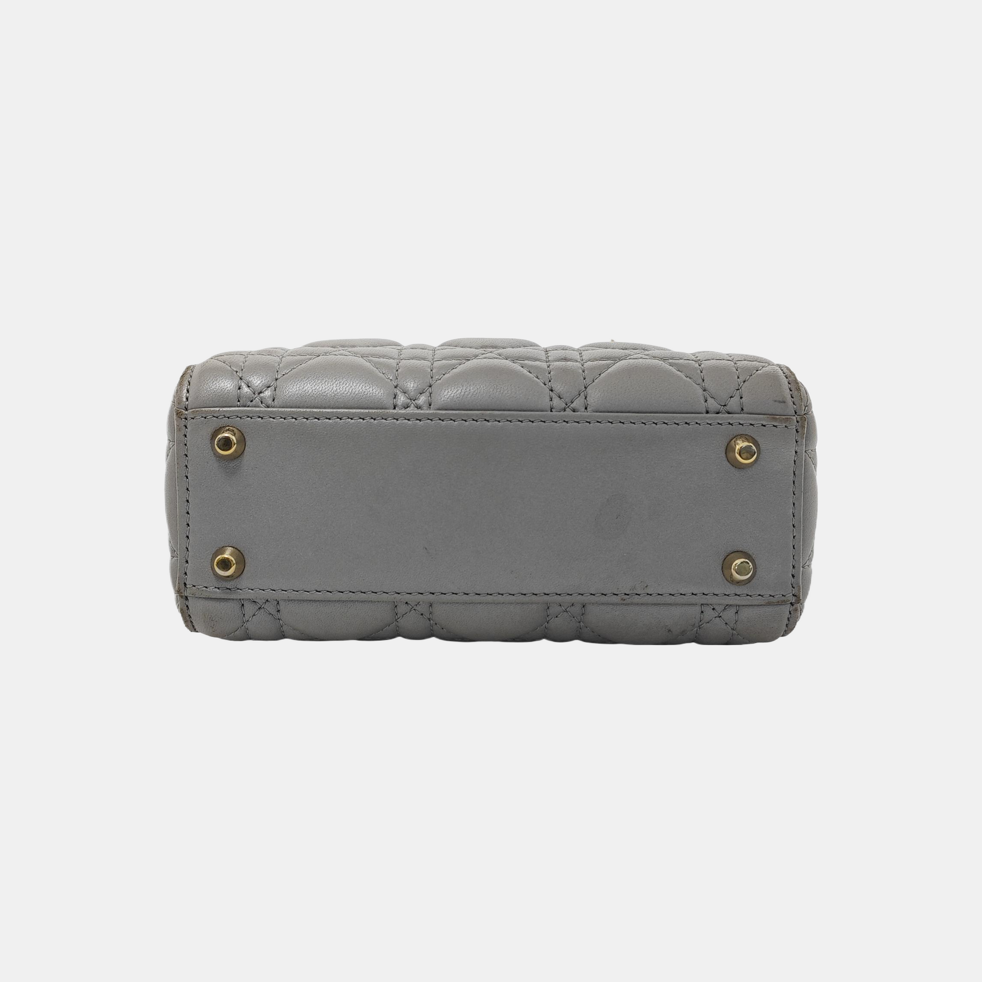 Lady Dior Mini Cannage Lambskin Gray