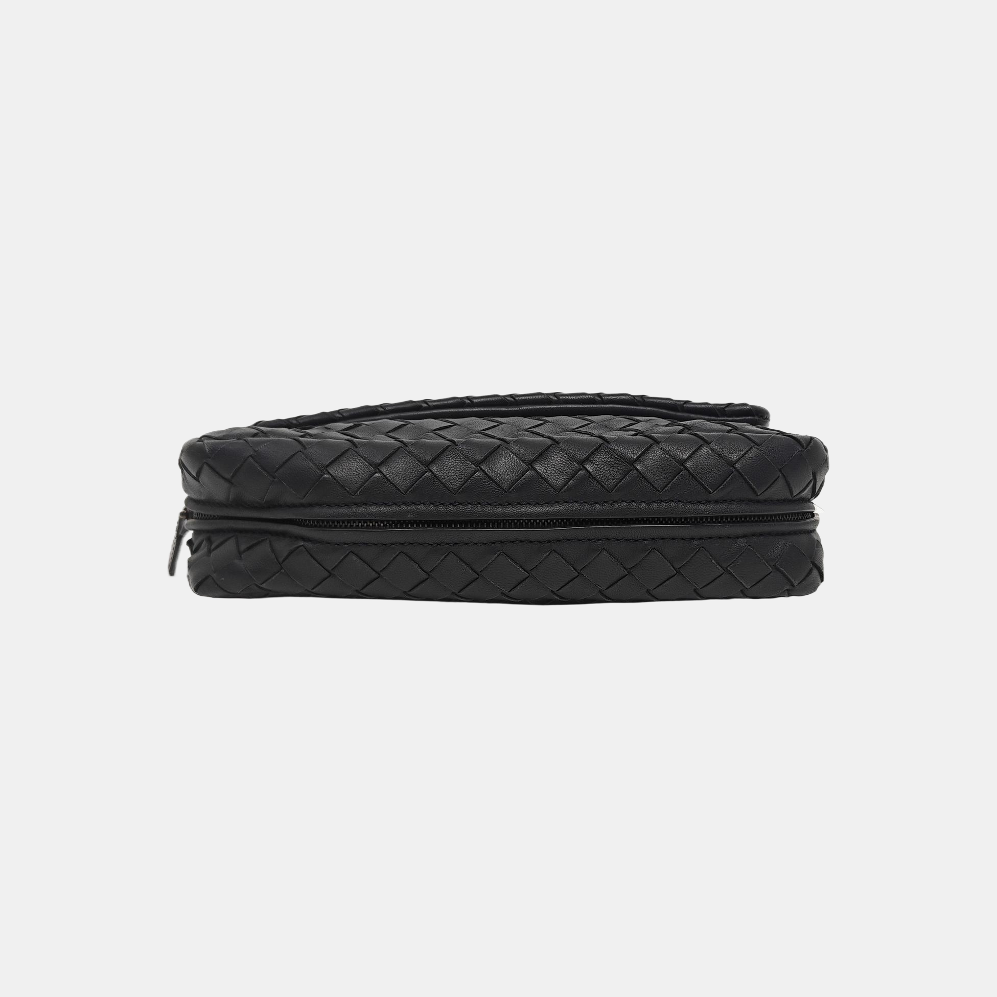 Bolso Messenger Mini de Piel de Cordero Negro