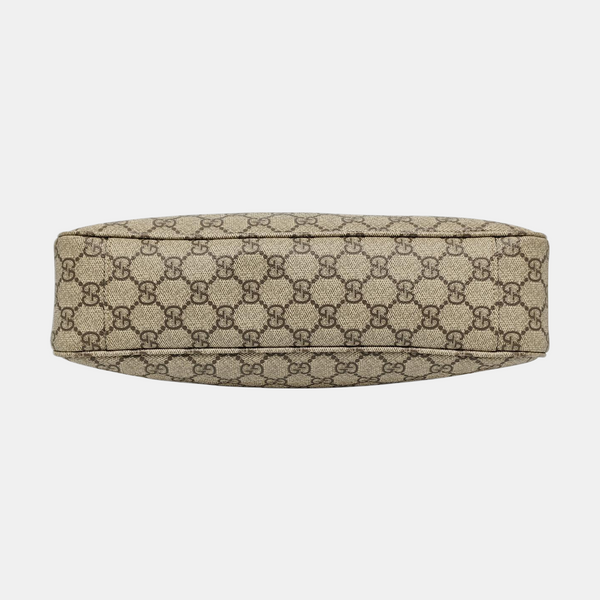 GG Emblem Small Monogram Coated Canvas Beige
