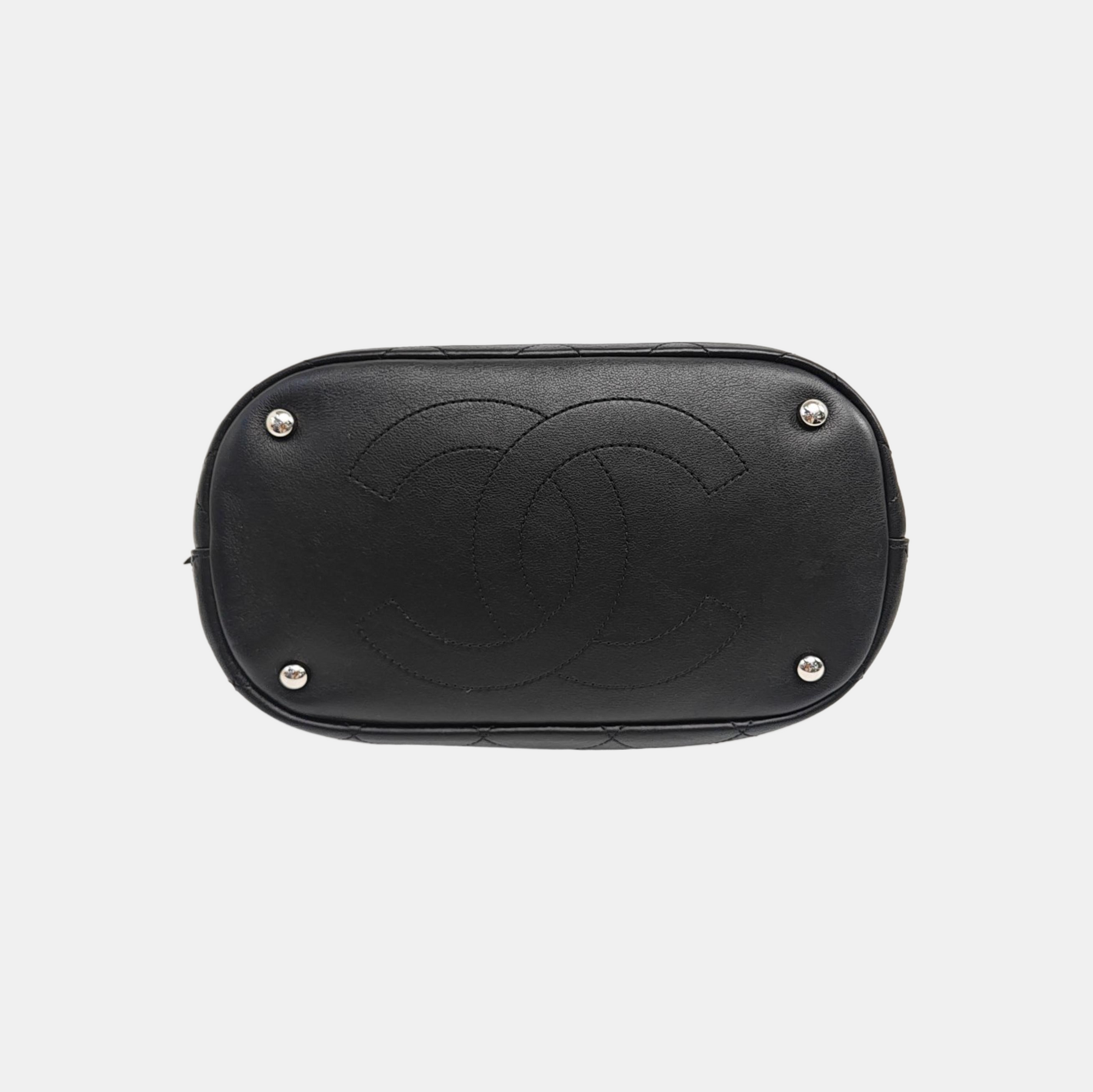 Quilted Calfskin Bucket Bag Black