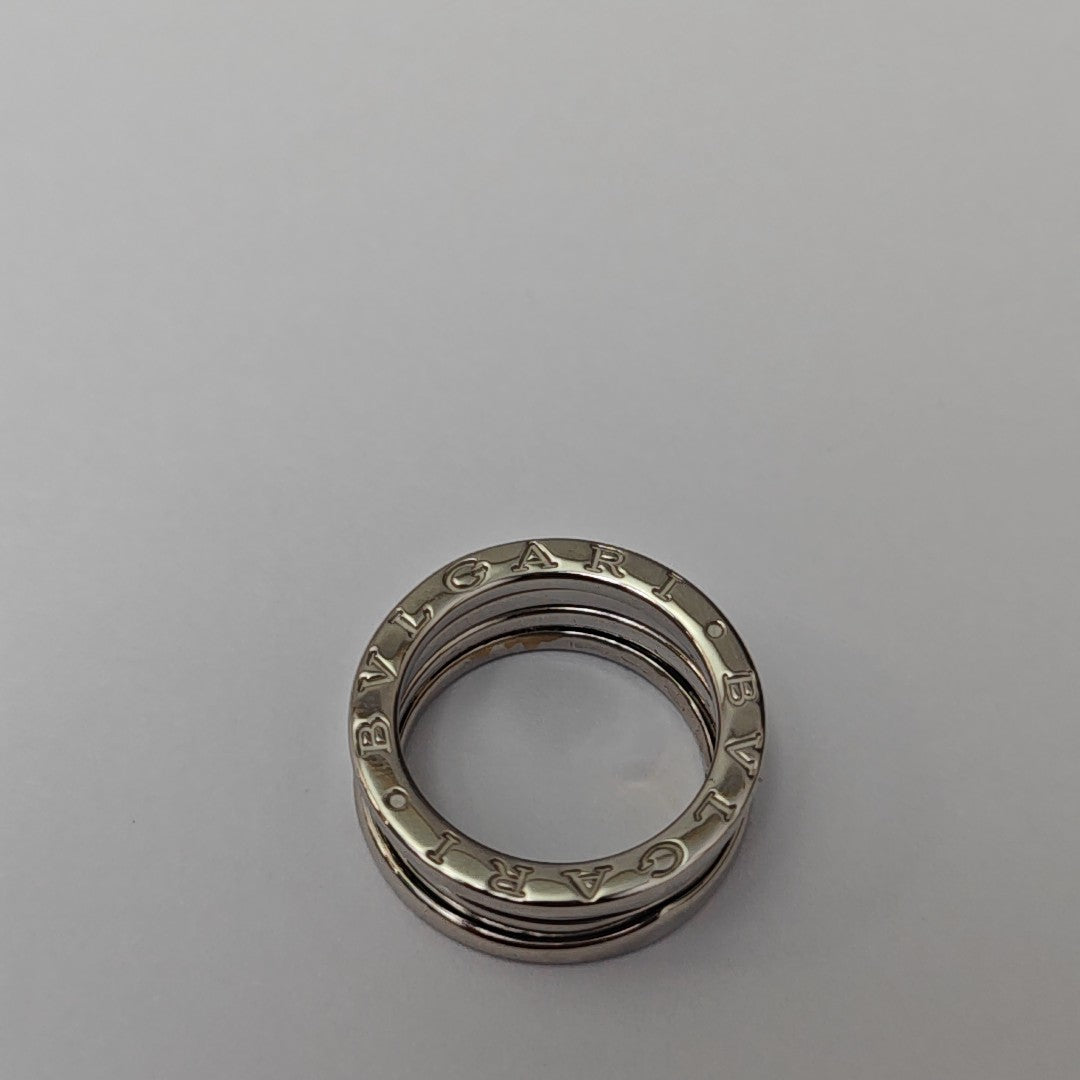 B.ZERO1 18k White Gold Silver Ring EU 50