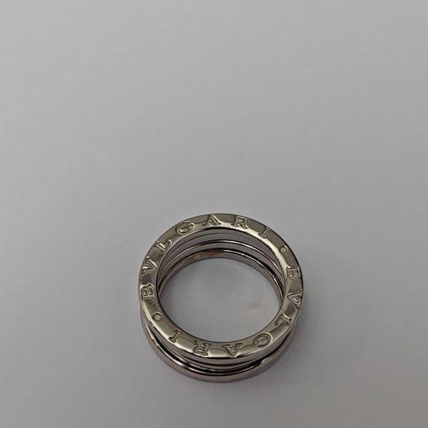 B.ZERO1 18k White Gold Silver Ring EU 50