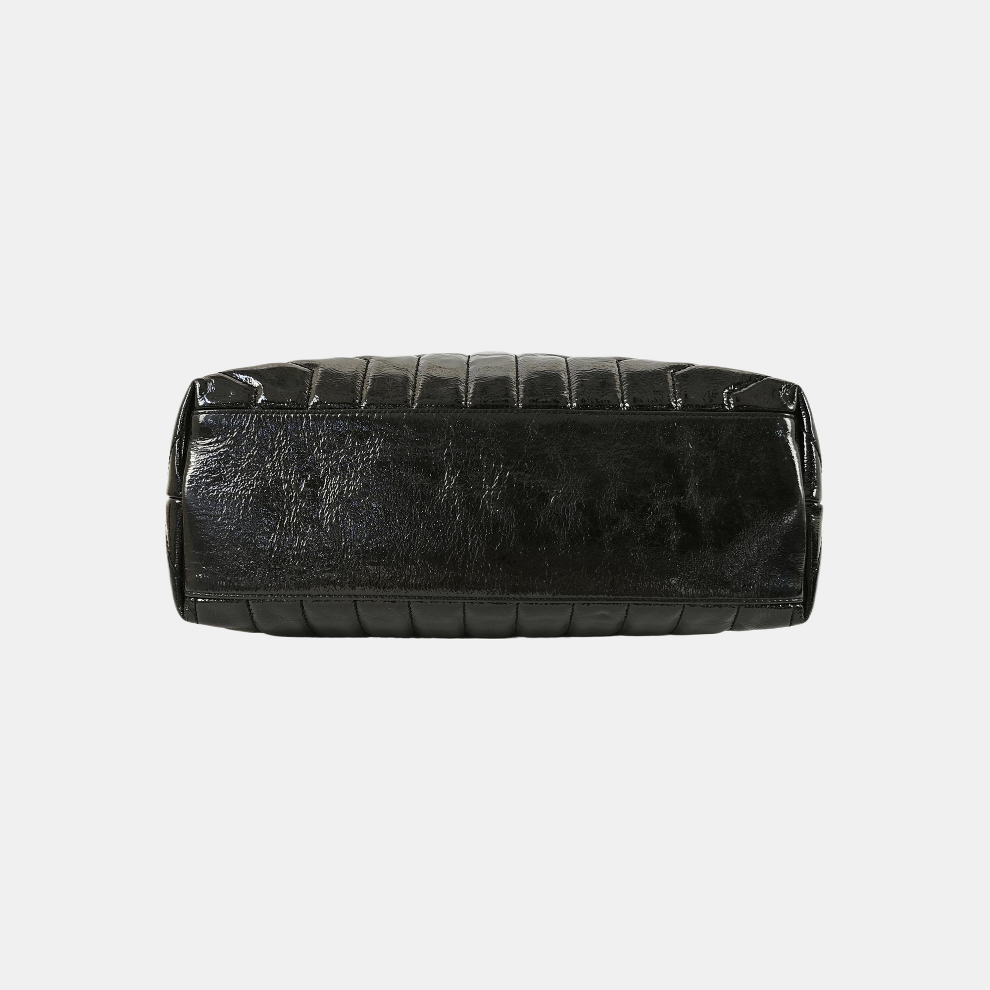 LOULOU Medium Chevron Patent Leather Black