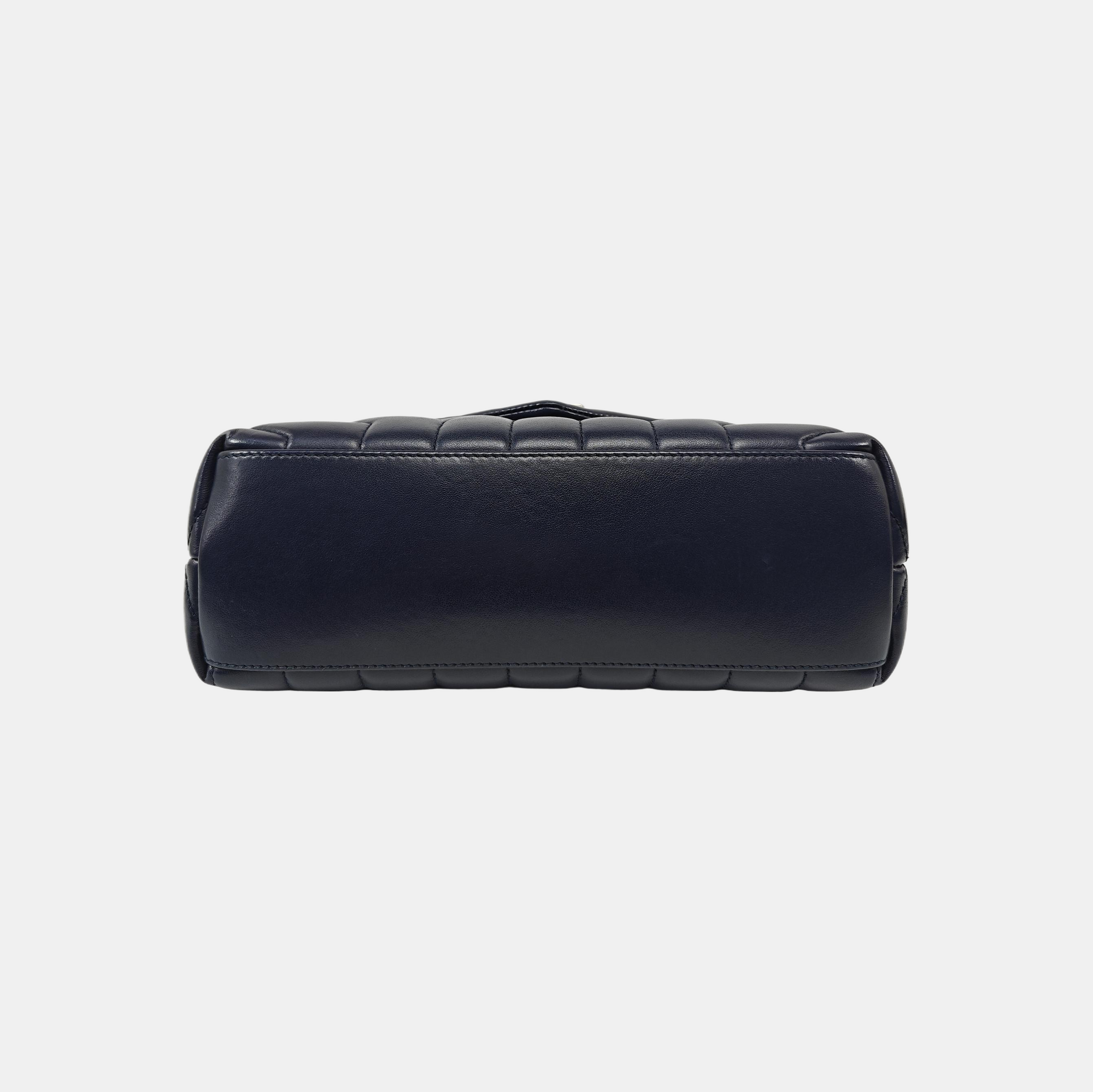 LOULOU Small Chevron Calfskin Blue