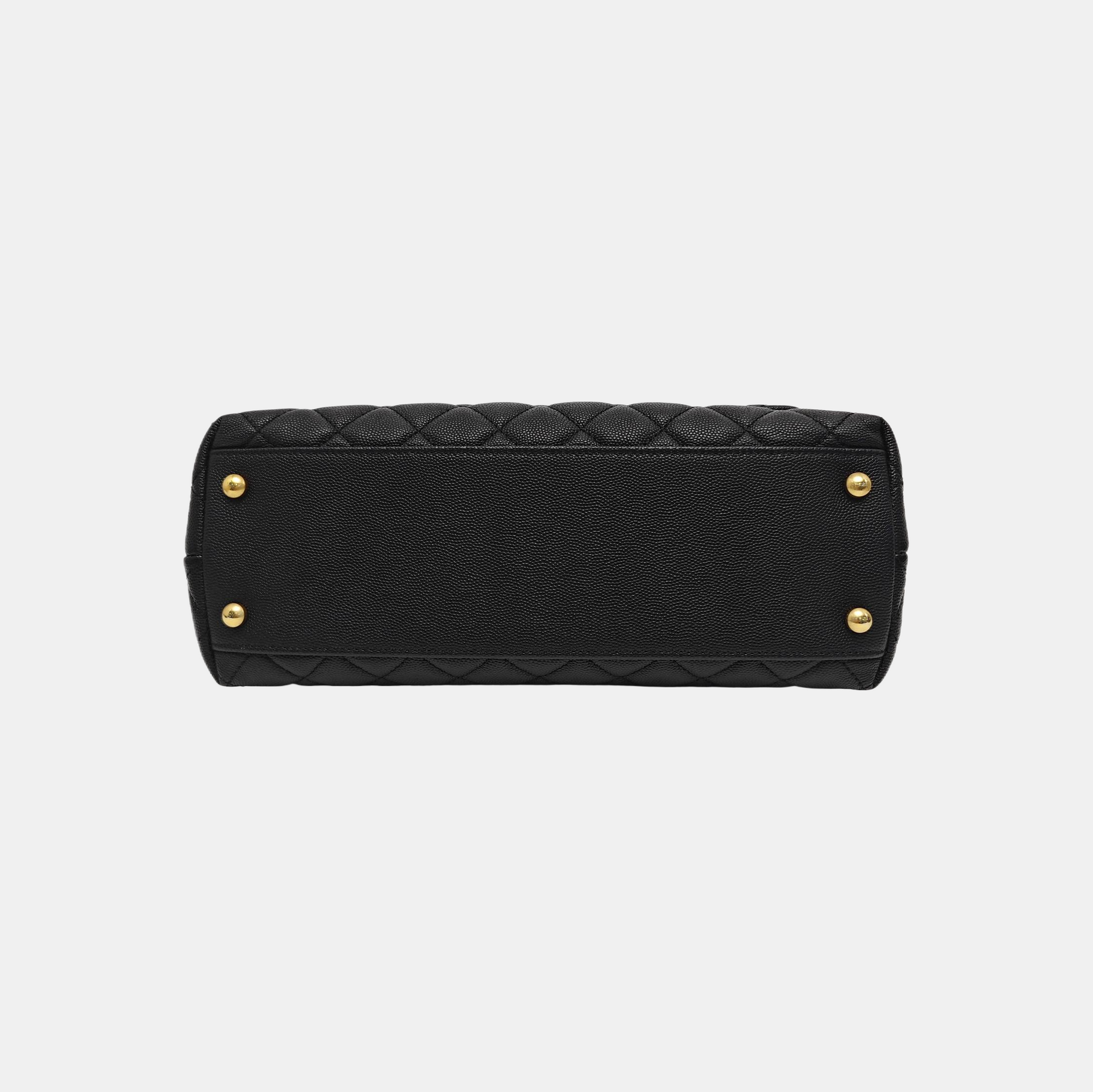 COCO HANDLE Medium Quilted Grained Calfskin Black