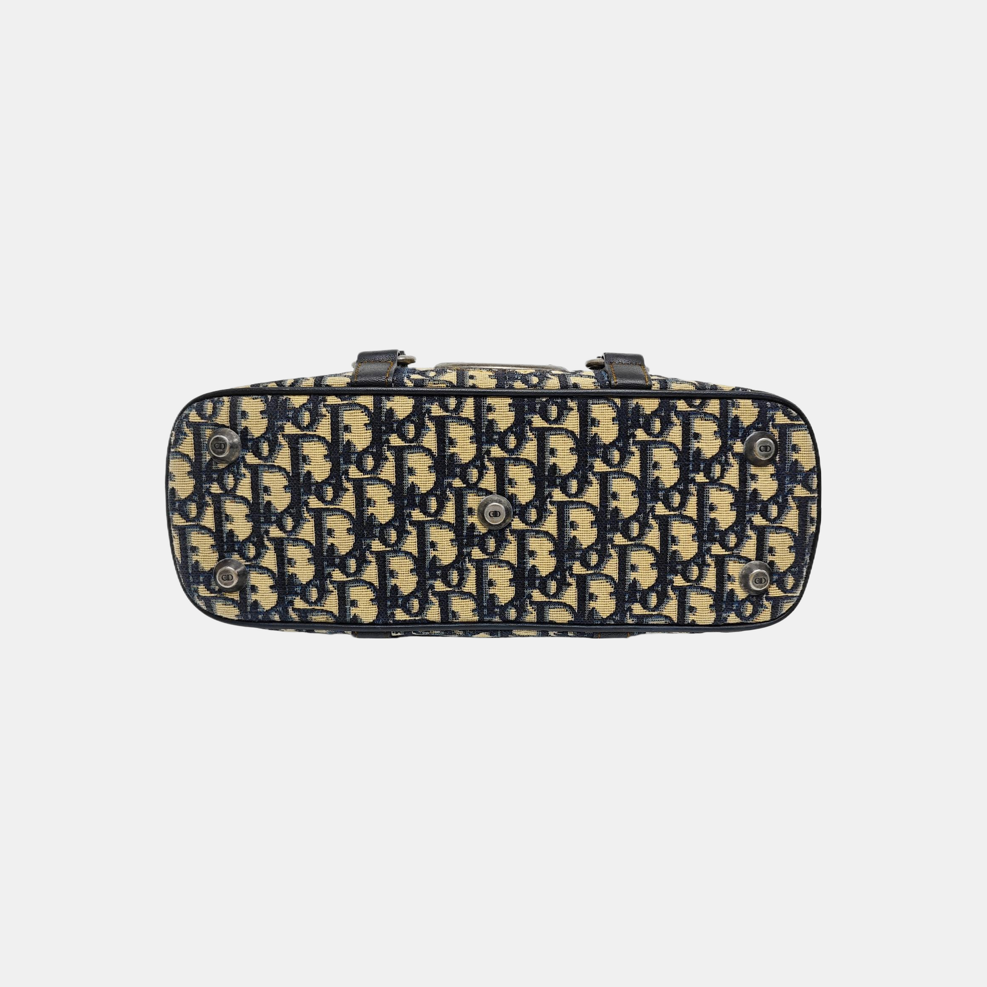 Oblique Canvas Top Handle Bag Beige