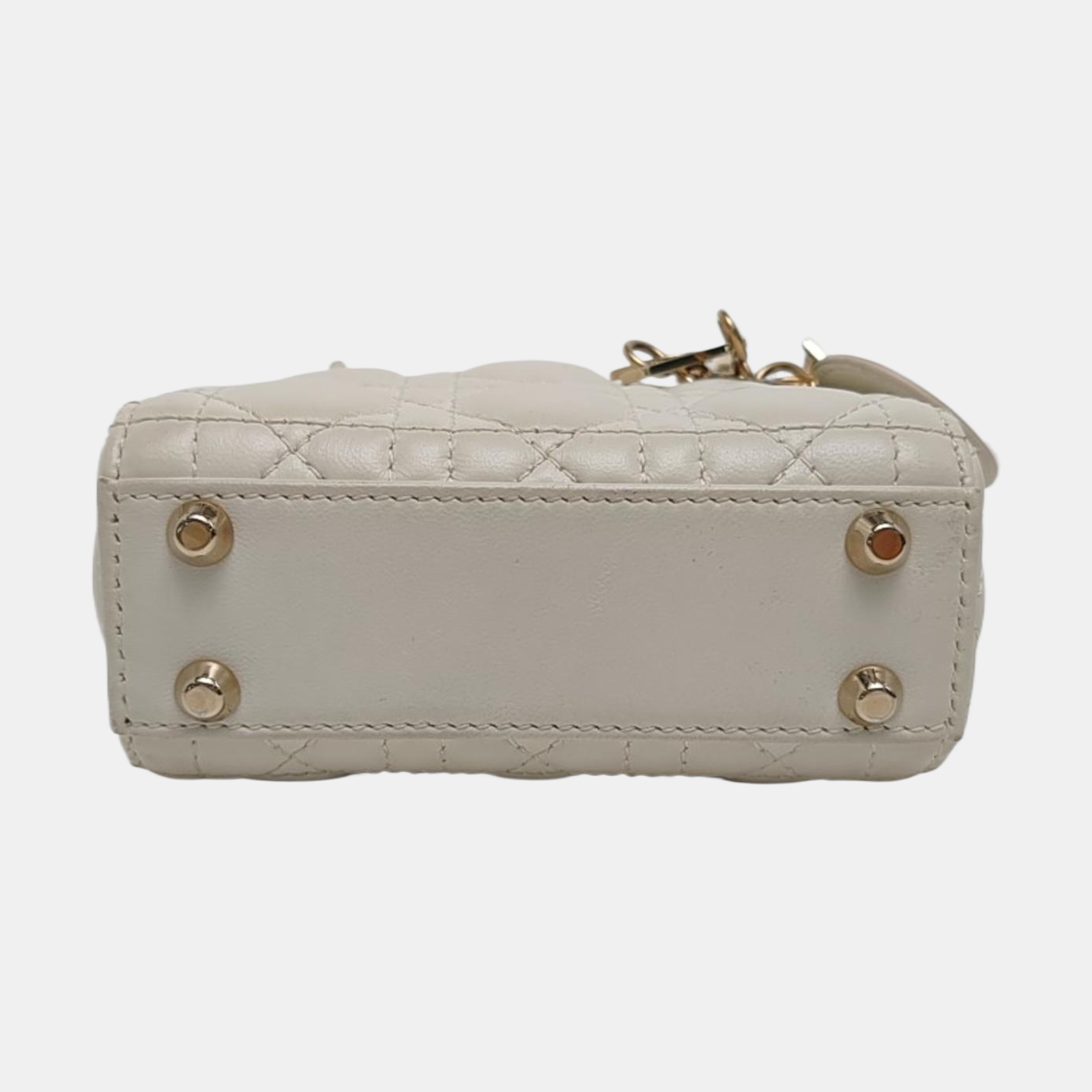 Authenticated pre-owned  Lady Dior Super Mini Cannage Lambskin White - Tote Bag at Looply