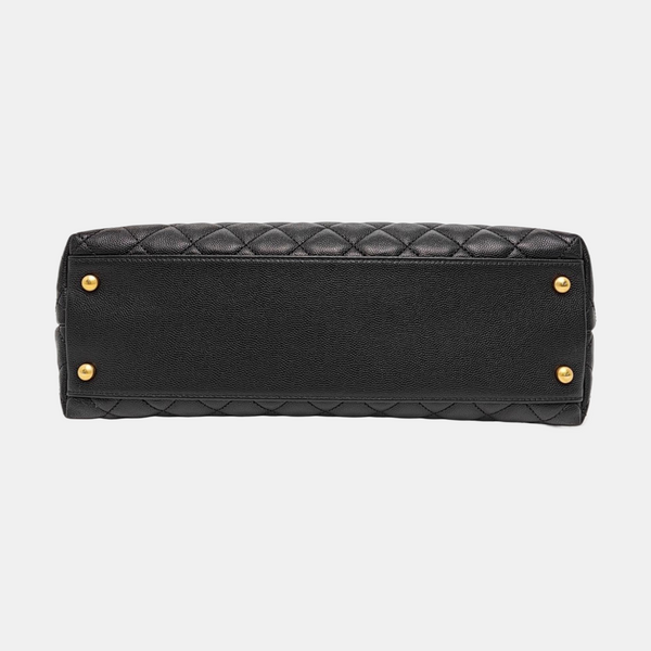 COCO HANDLE Large Quilted Grained Calfskin Black