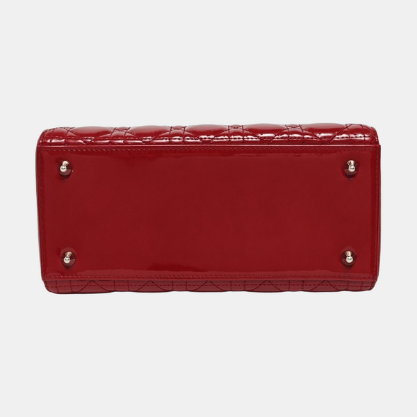 Lady Dior Medium Cannage Patent Leather Red