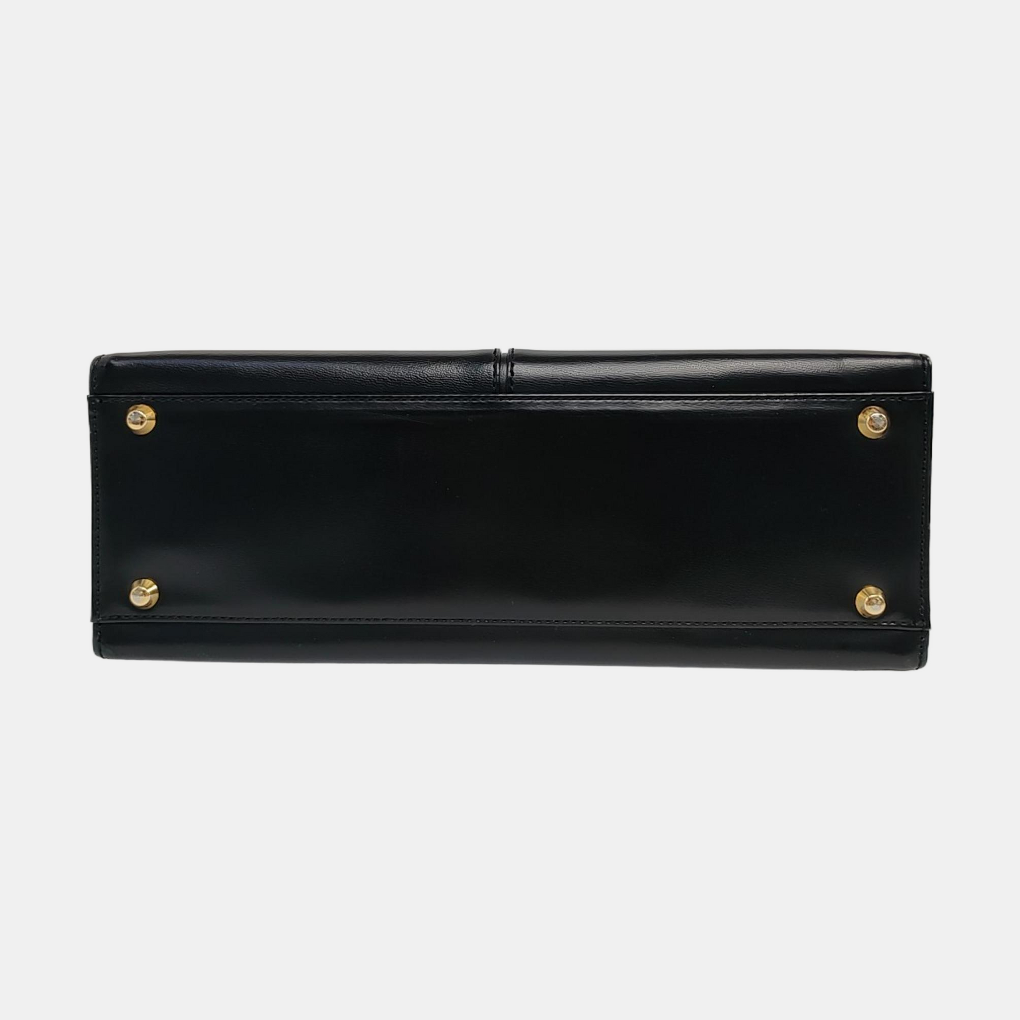 Quilted Calfskin Top Handle Bag Black