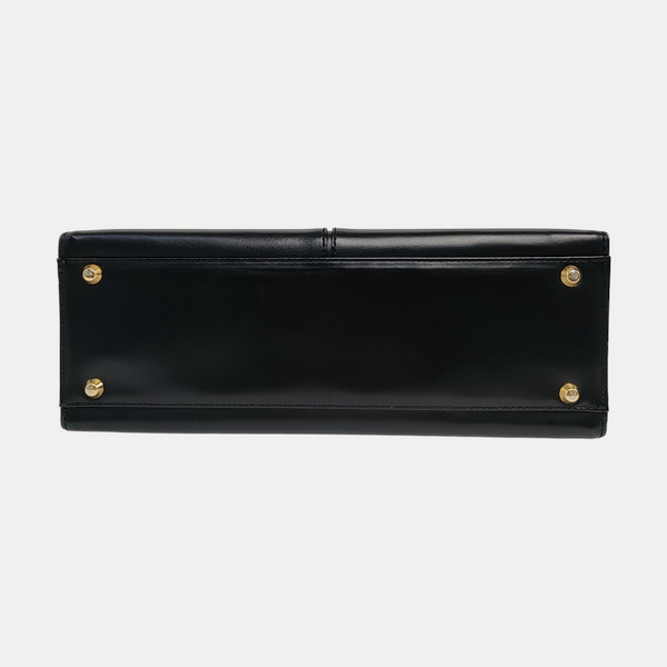 Quilted Calfskin Top Handle Bag Black