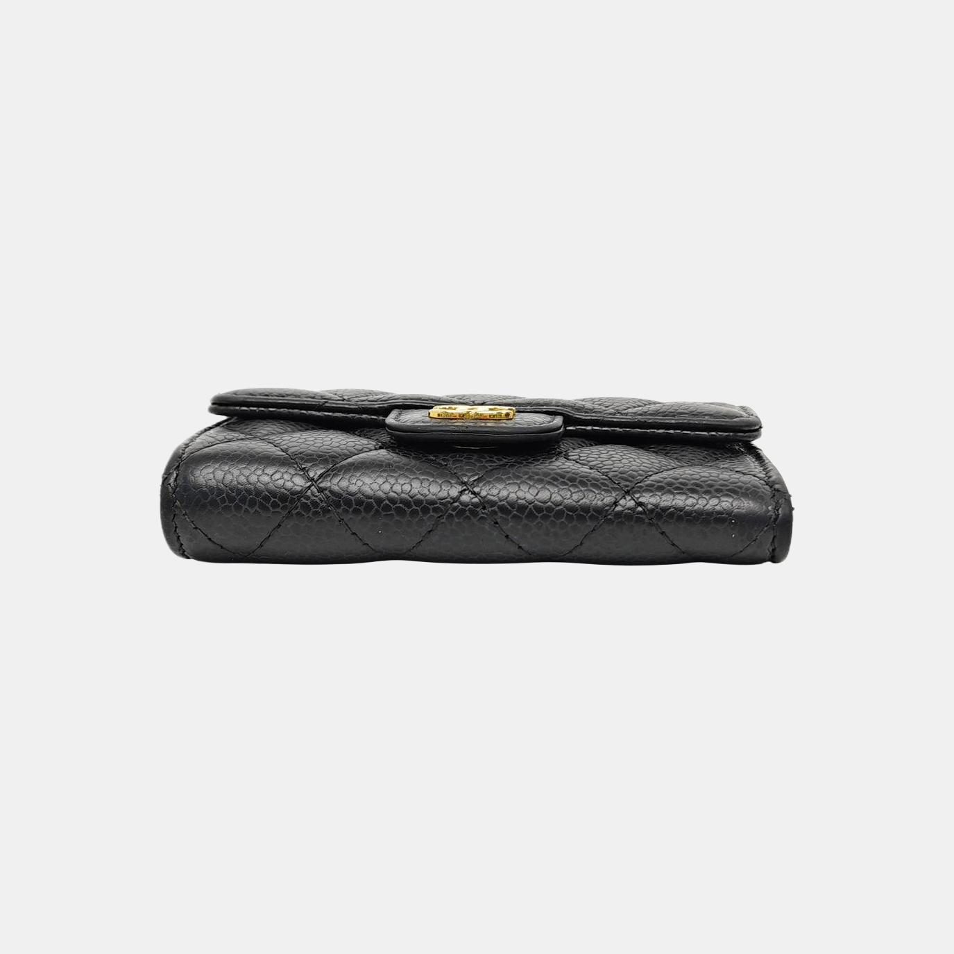 CLASSIC FLAP Quilted Grained Calfskin Black Card Holder