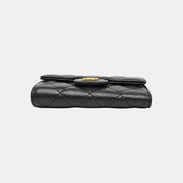 CLASSIC FLAP Quilted Grained Calfskin Black Card Holder
