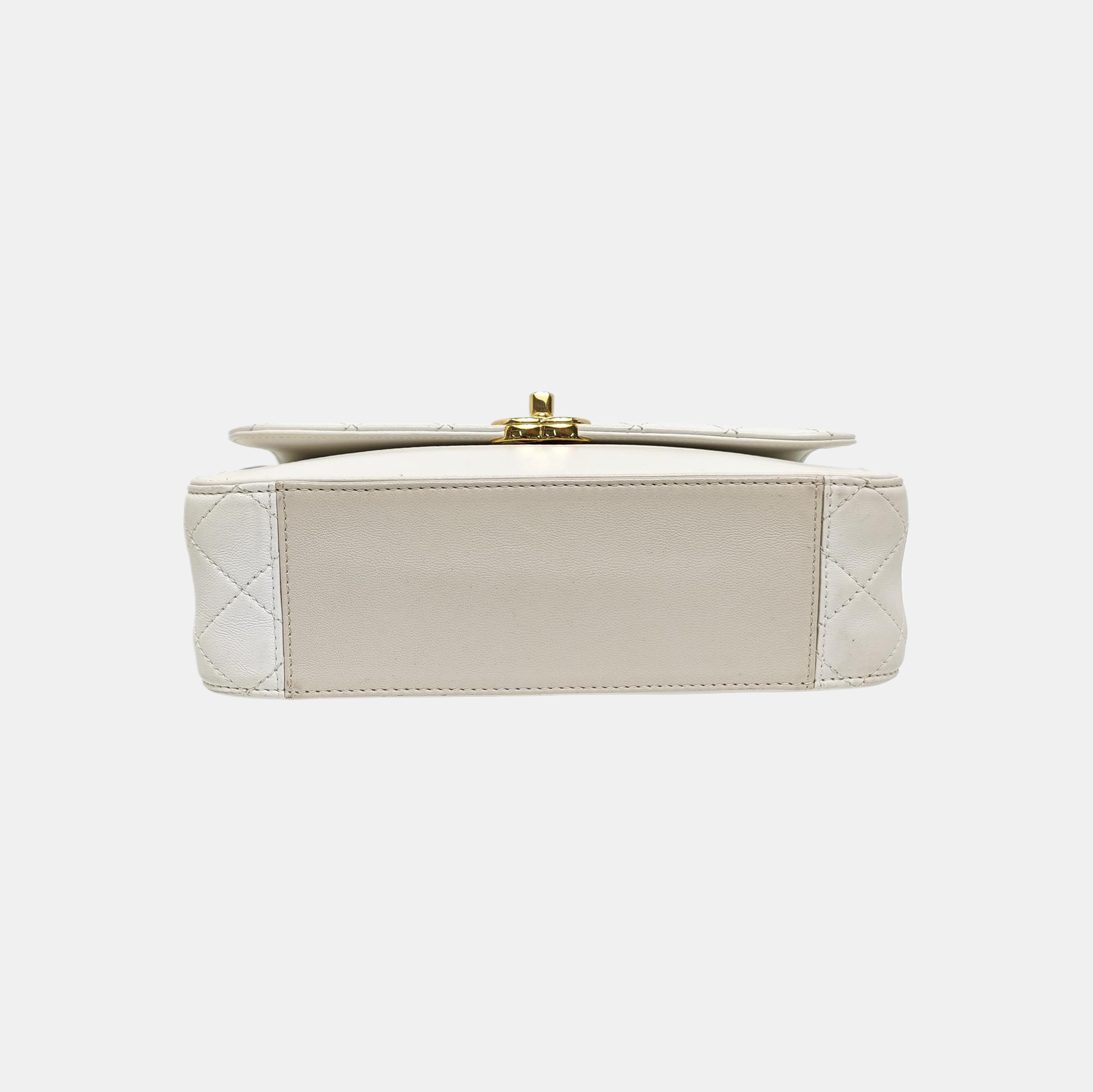 Quilted Lambskin Shoulder Bag White