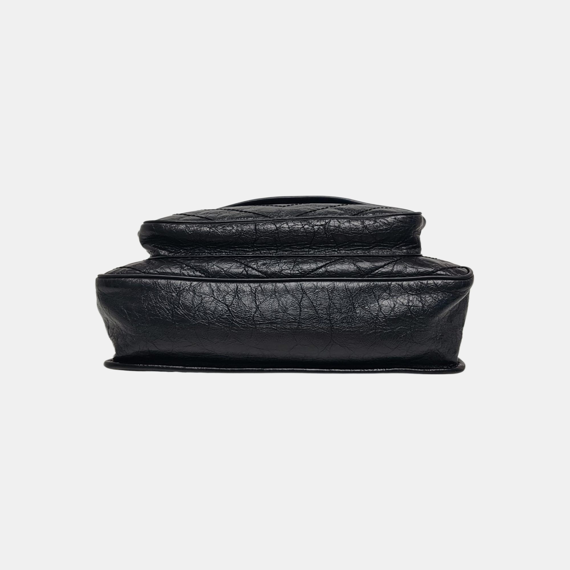 NIKI Large Chevron Calfskin Black