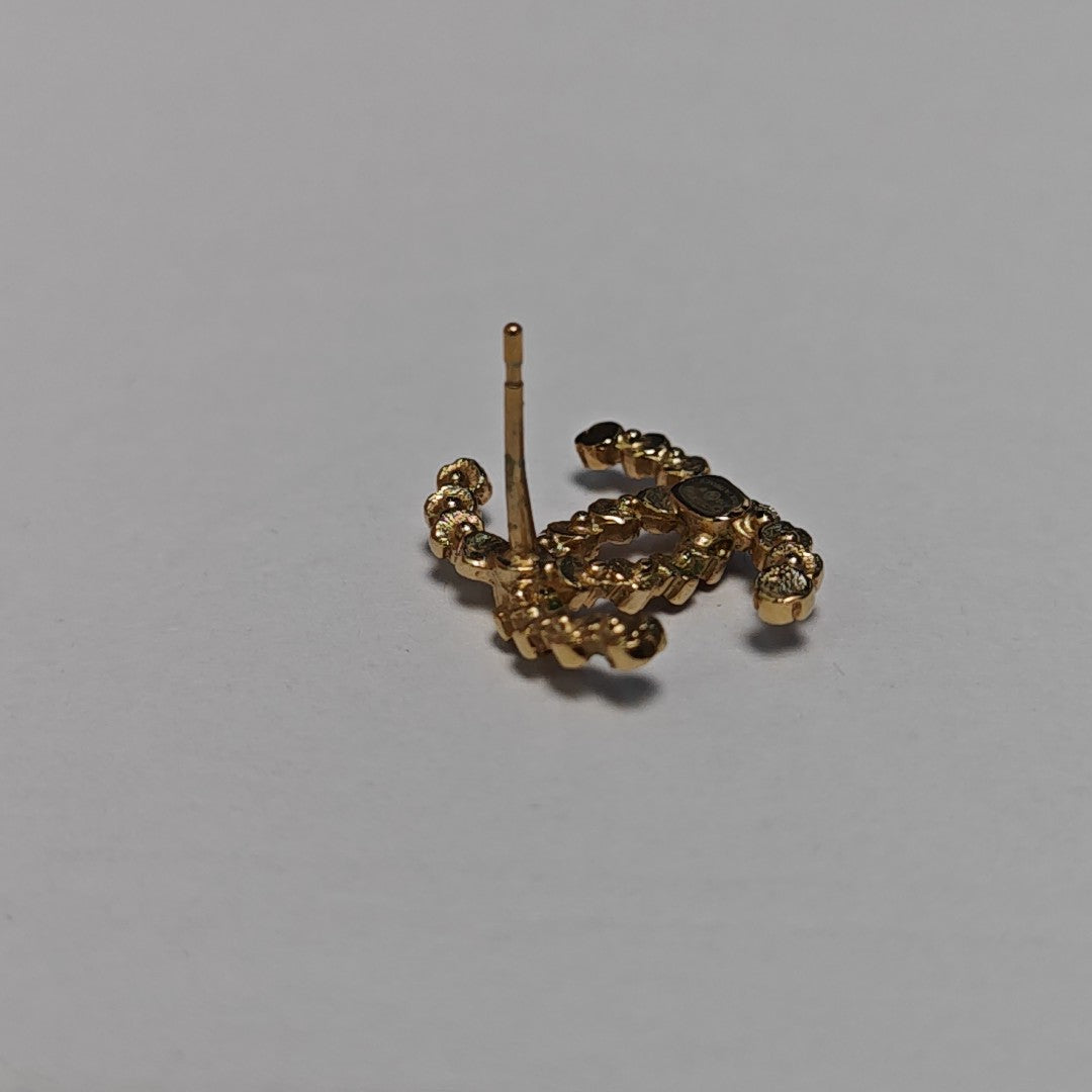 CC Logo Metal Gold Stud Earrings