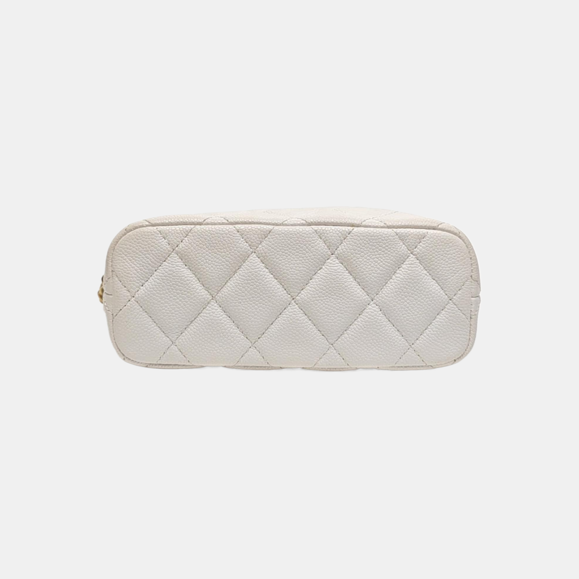 Quilted Grained Calfskin Shoulder Bag White