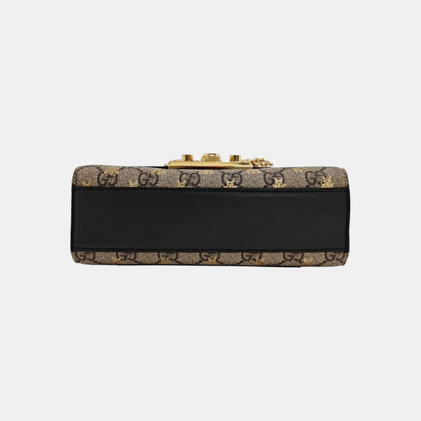 Candado pequeño Monogram lona revestida beige