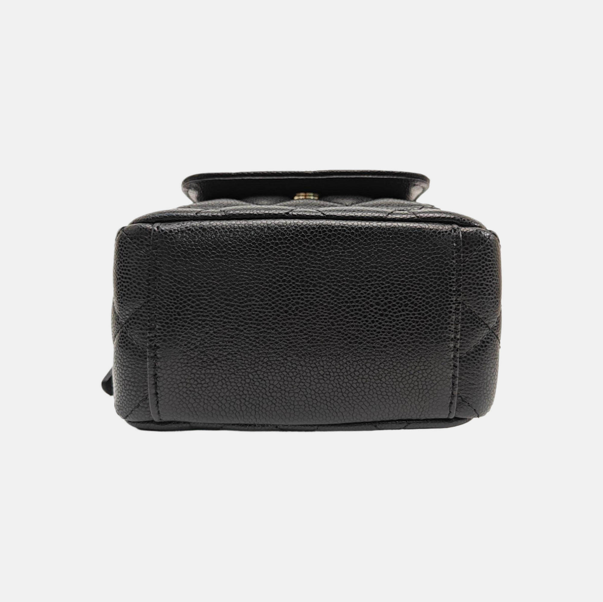 Quilted Grained Calfskin Backpack Mini Black