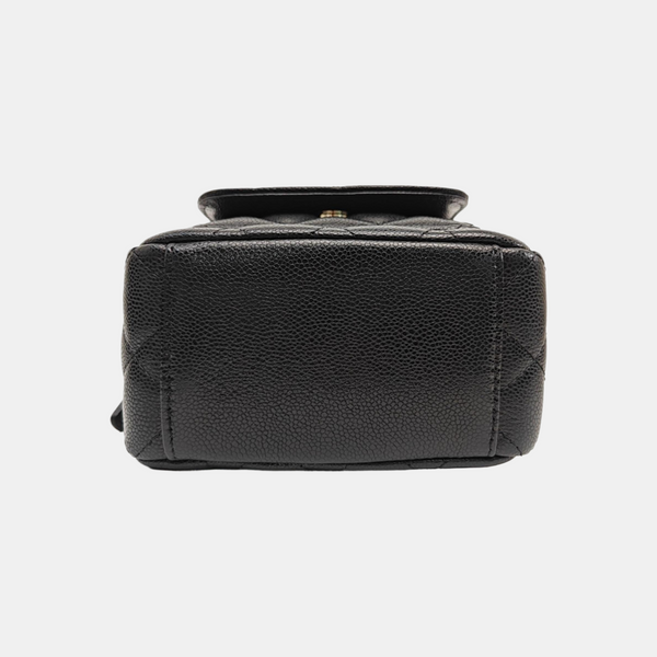 Quilted Grained Calfskin Backpack Mini Black