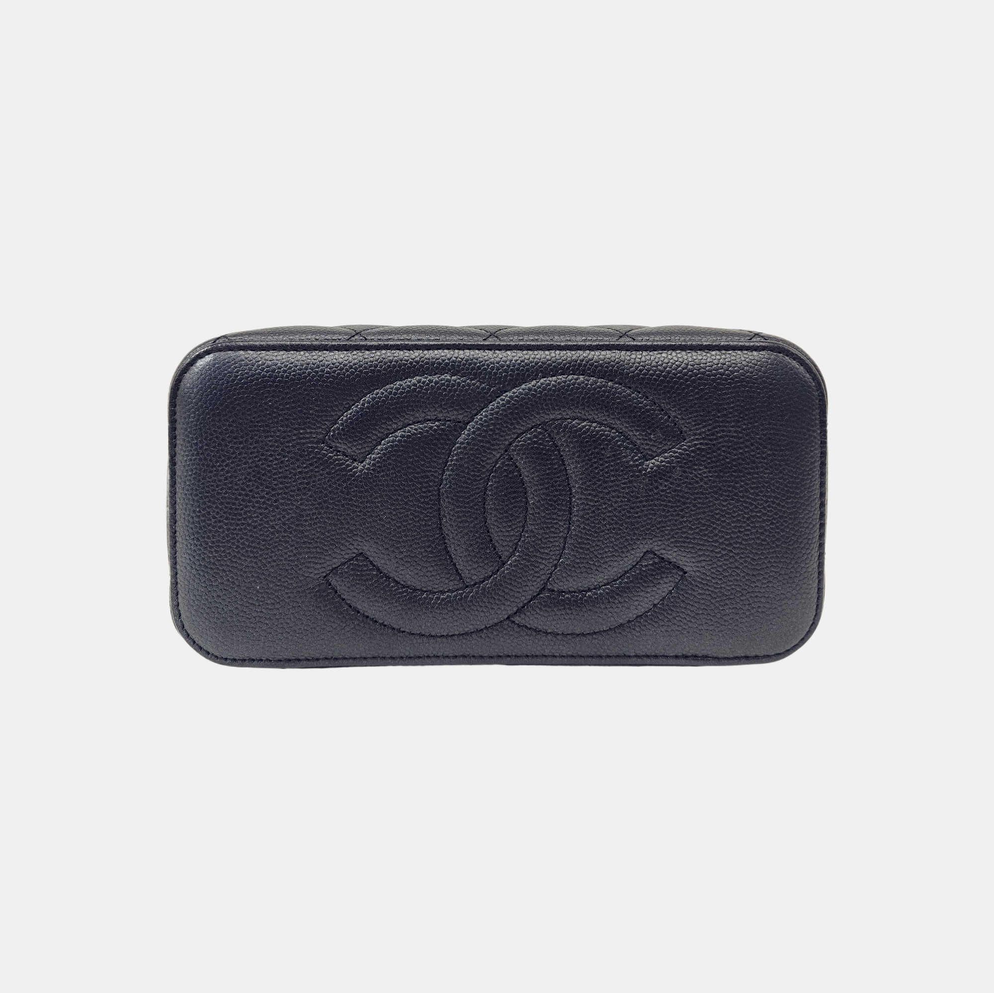 VANITY CASE Small Quilted Grained Calfskin Metallic