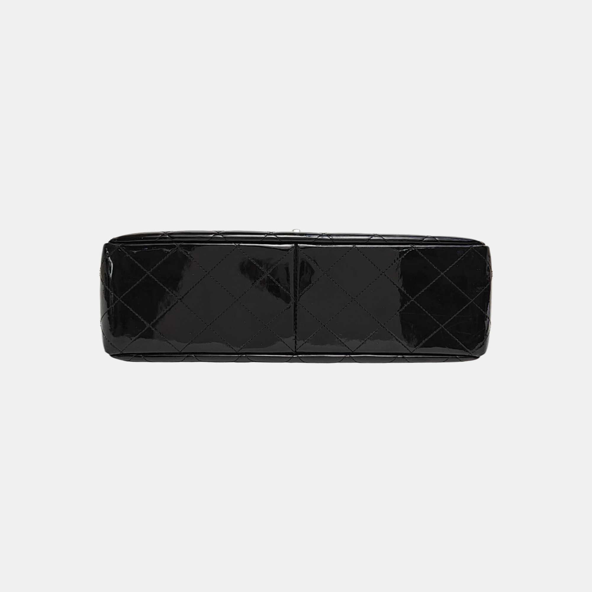 Large Quilted Patent Leather Black