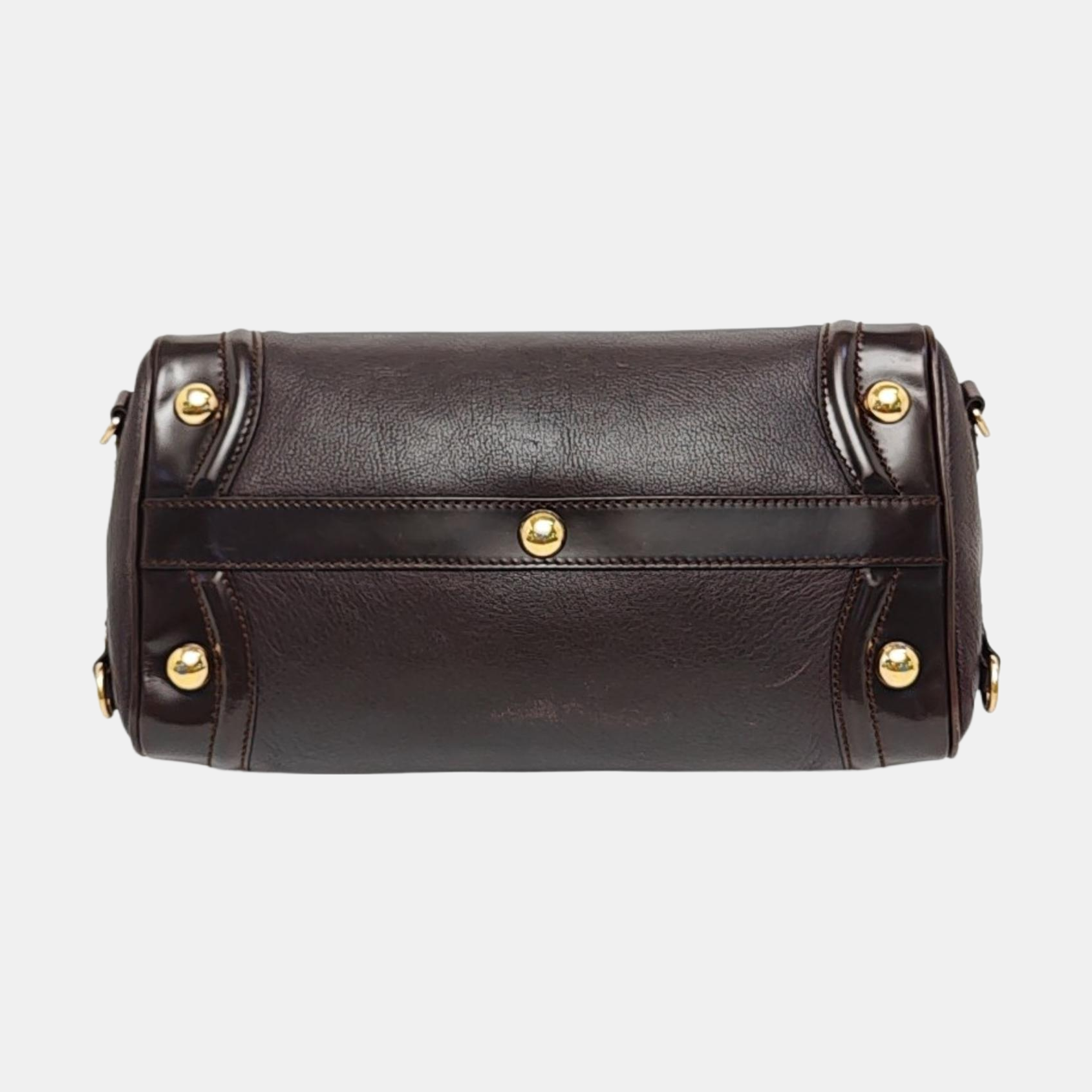 Leather Top Handle Bag Red