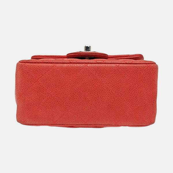 CLASSIC FLAP Mini Quilted Grained Calfskin Red
