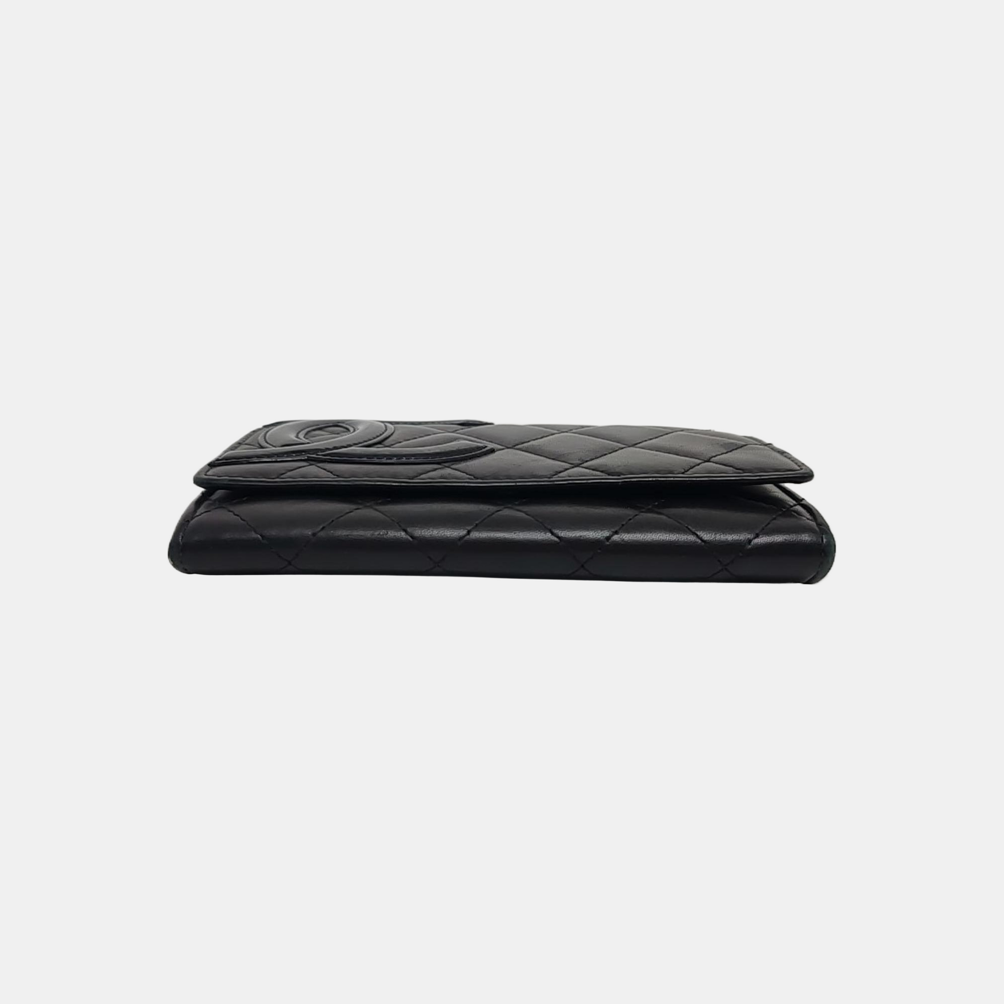 Authenticated pre-owned  CAMBON Quilted Calfskin Black Wallet - Wallet at Looply