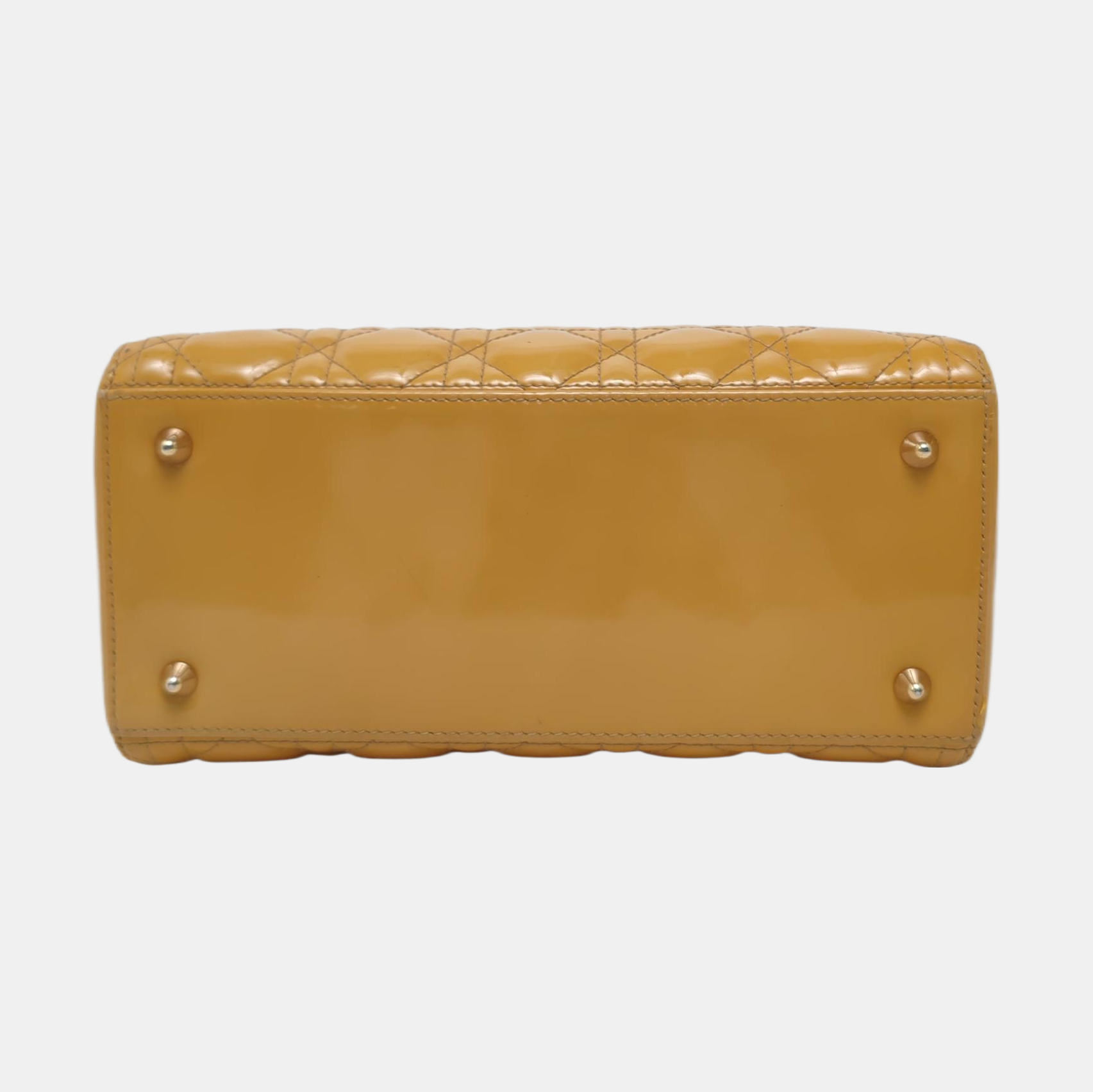 Authenticated pre-owned  Lady Dior Medium Quilted Patent Leather Yellow - Shoulder Bag at Looply