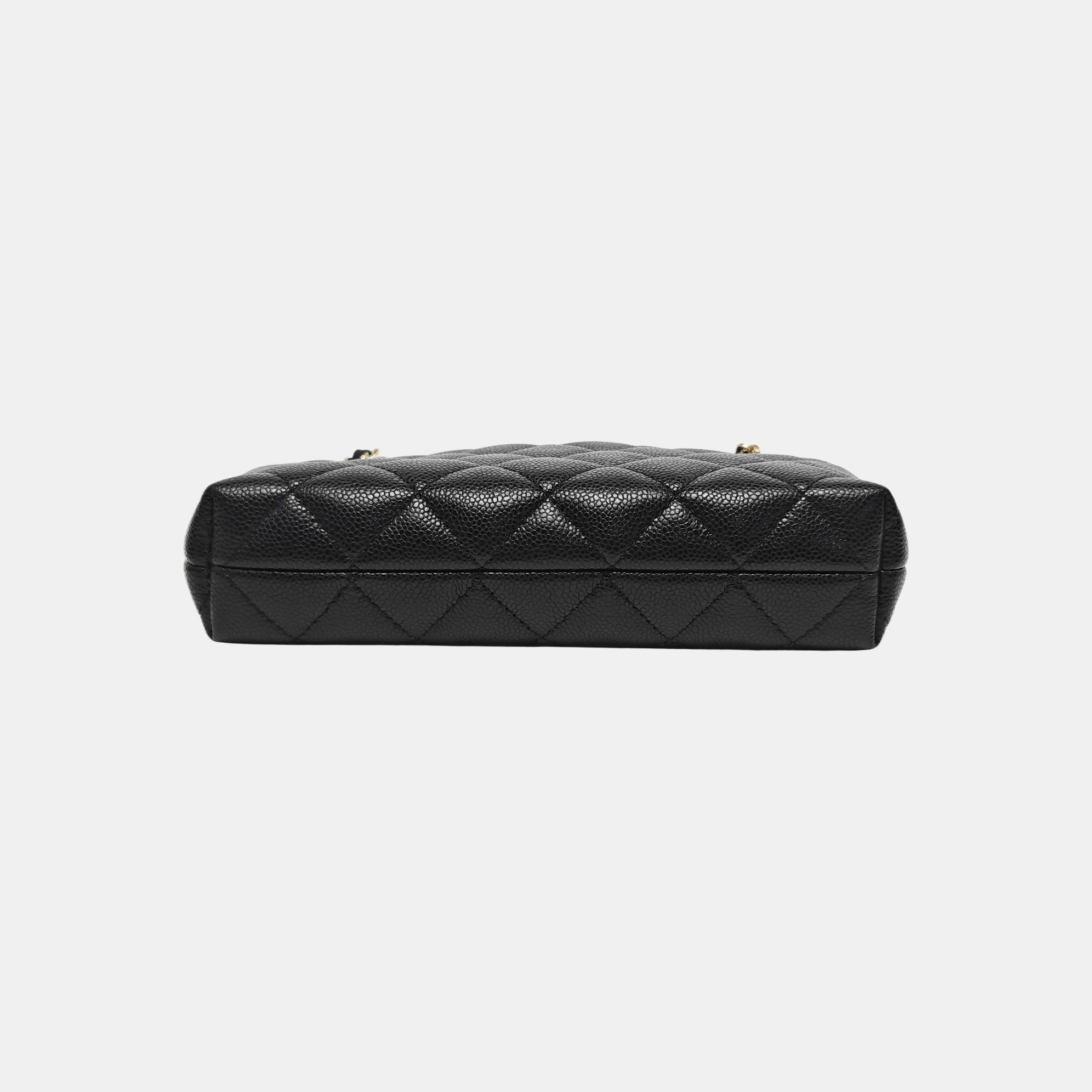 Quilted Grained Calfskin Shoulder Bag Black