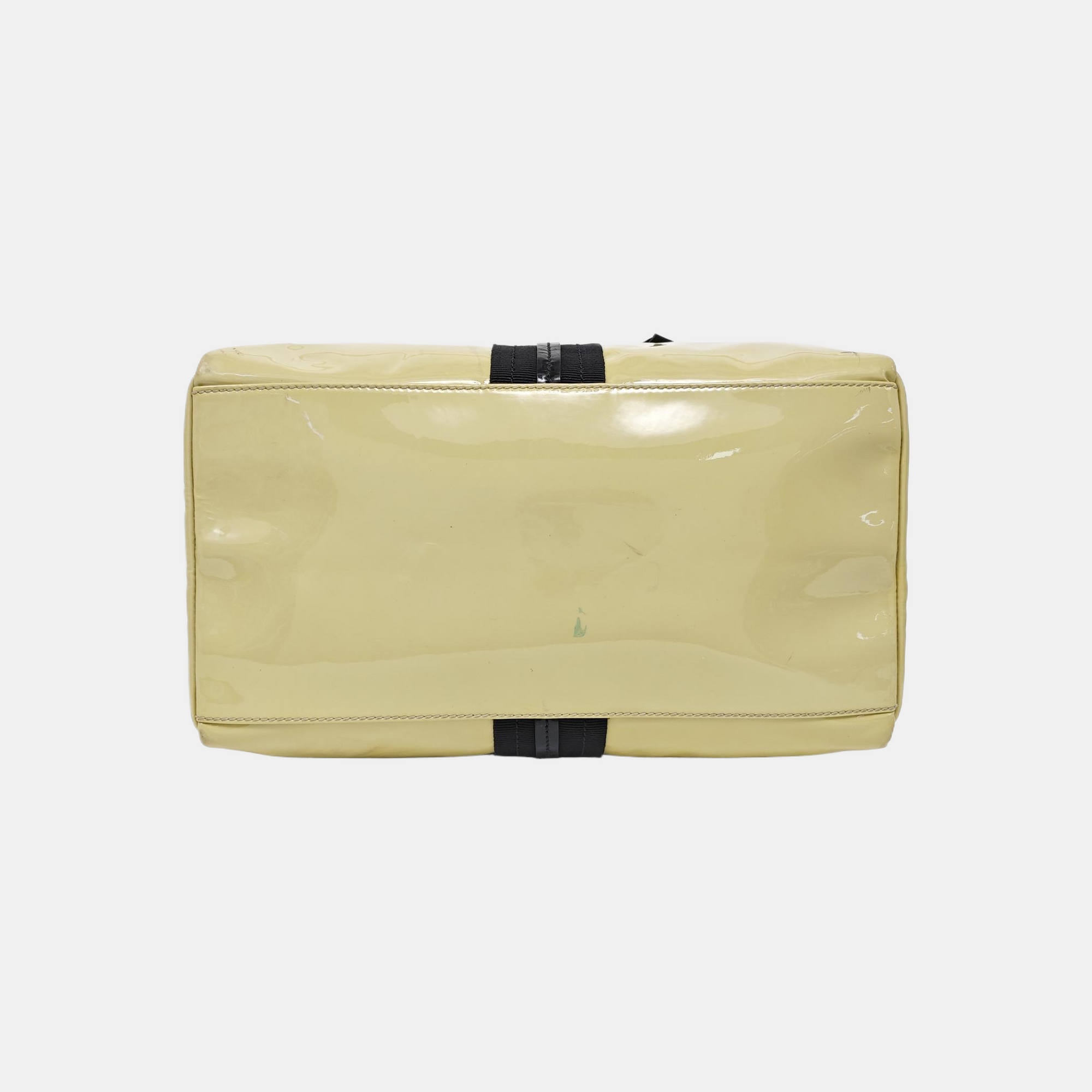 Patent Leather Top Handle Bag Yellow