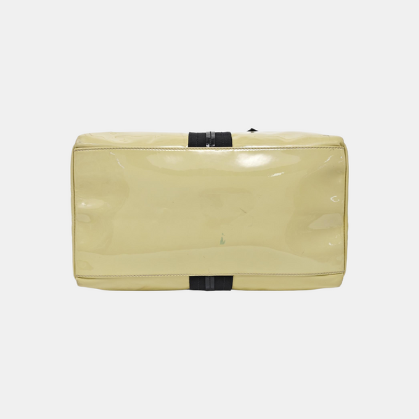 Patent Leather Top Handle Bag Yellow