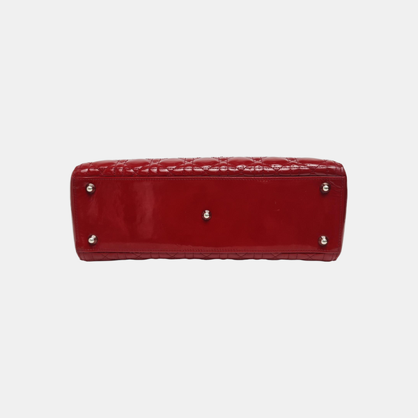 Lady Dior Large Cannage Patent Leather Red