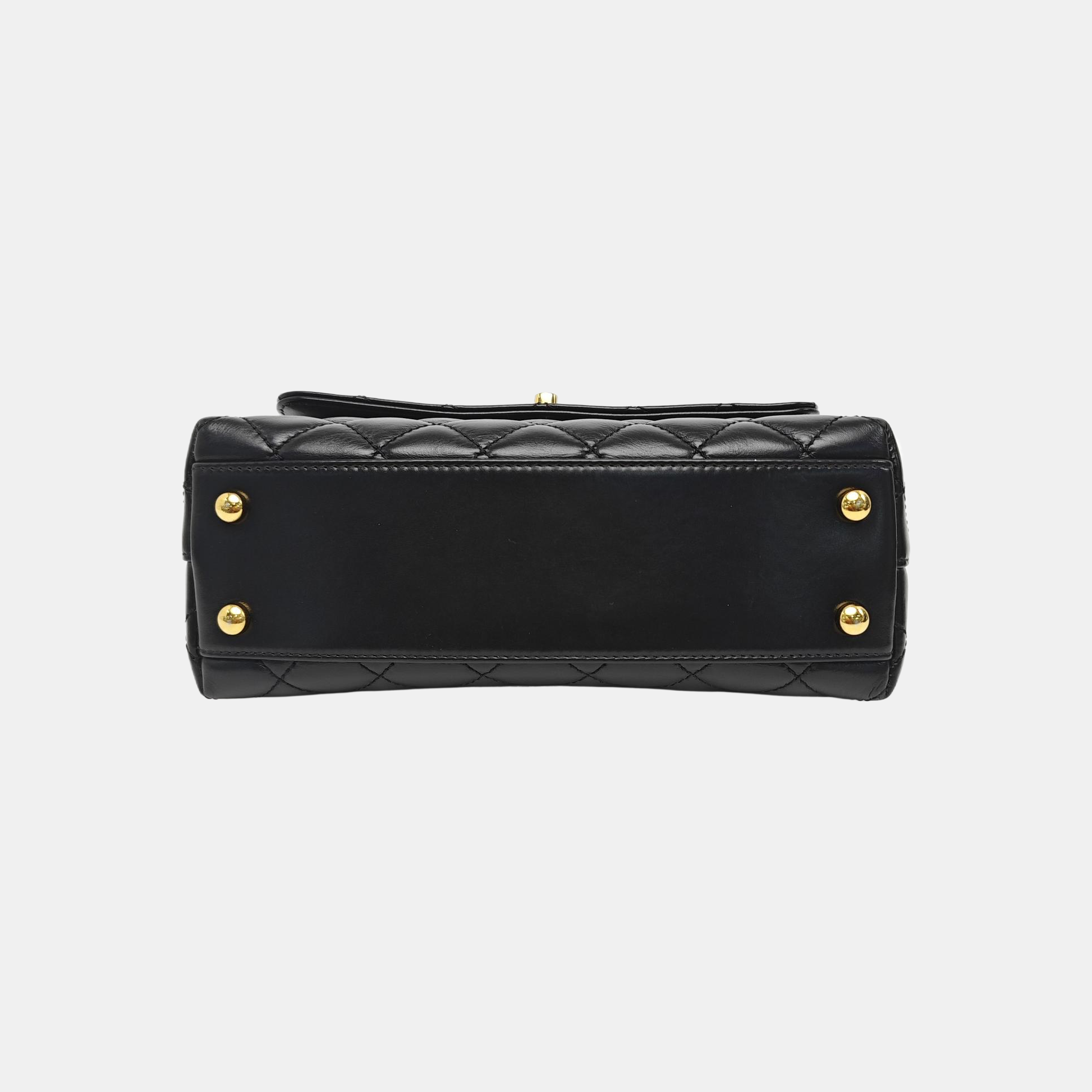 COCO HANDLE Small Quilted Calfskin Black