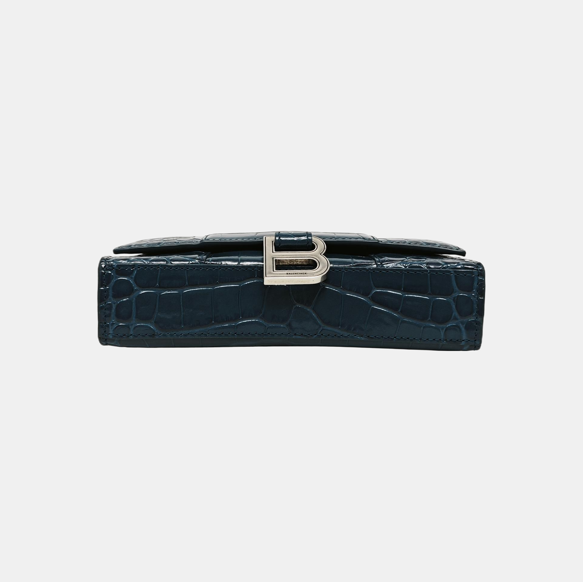 Hourglass Wallet On Chain Mini Calfskin Blue