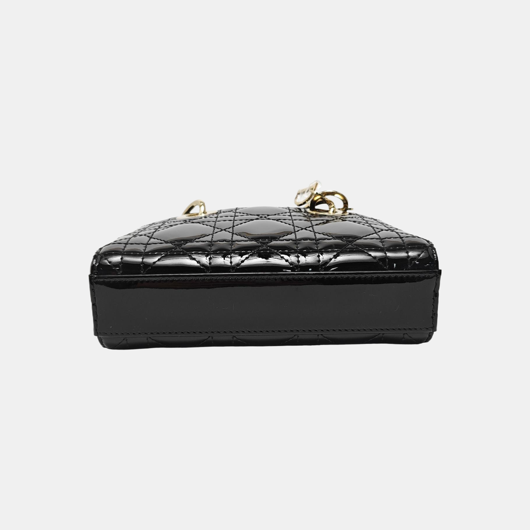 Lady Dior Super Mini Cannage Patent Leather Black
