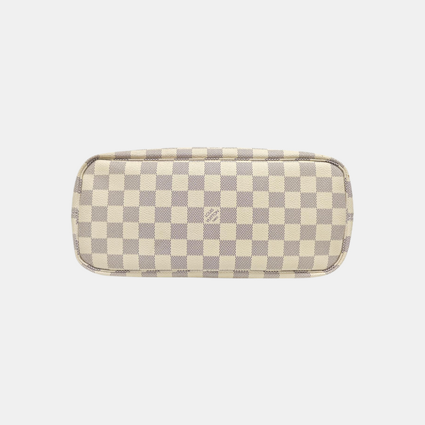 NEVERFULL PM Lona revestida Damier Azur Blanca