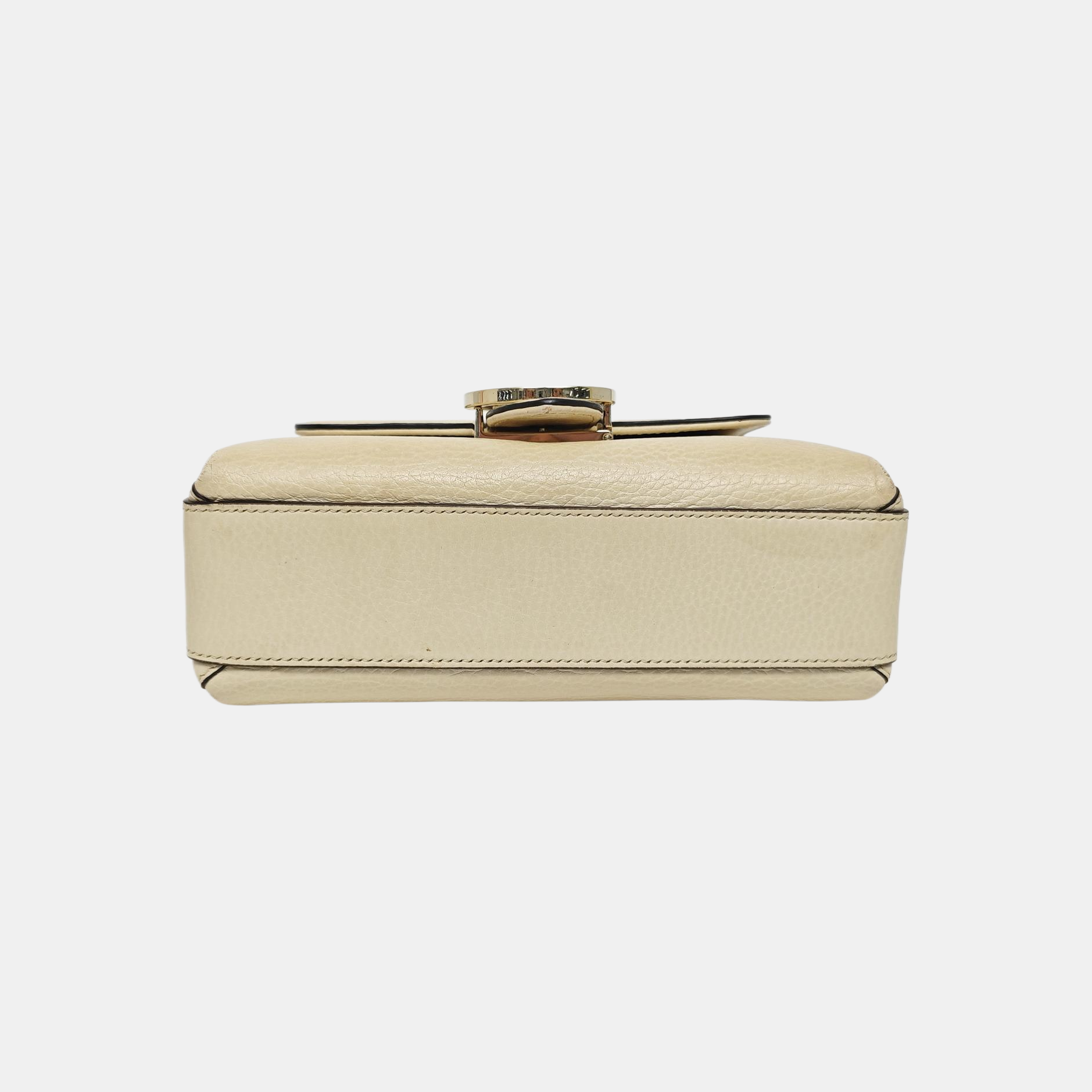 Piel de becerro mini con G entrelazada Beige