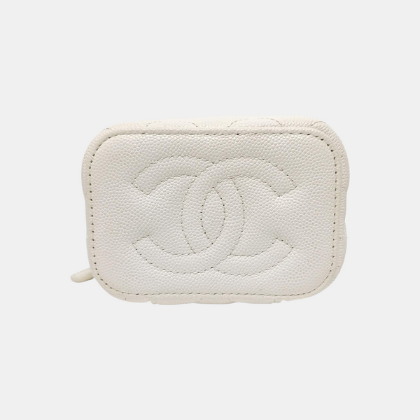 VANITY CASE Mini Quilted Grained Calfskin White