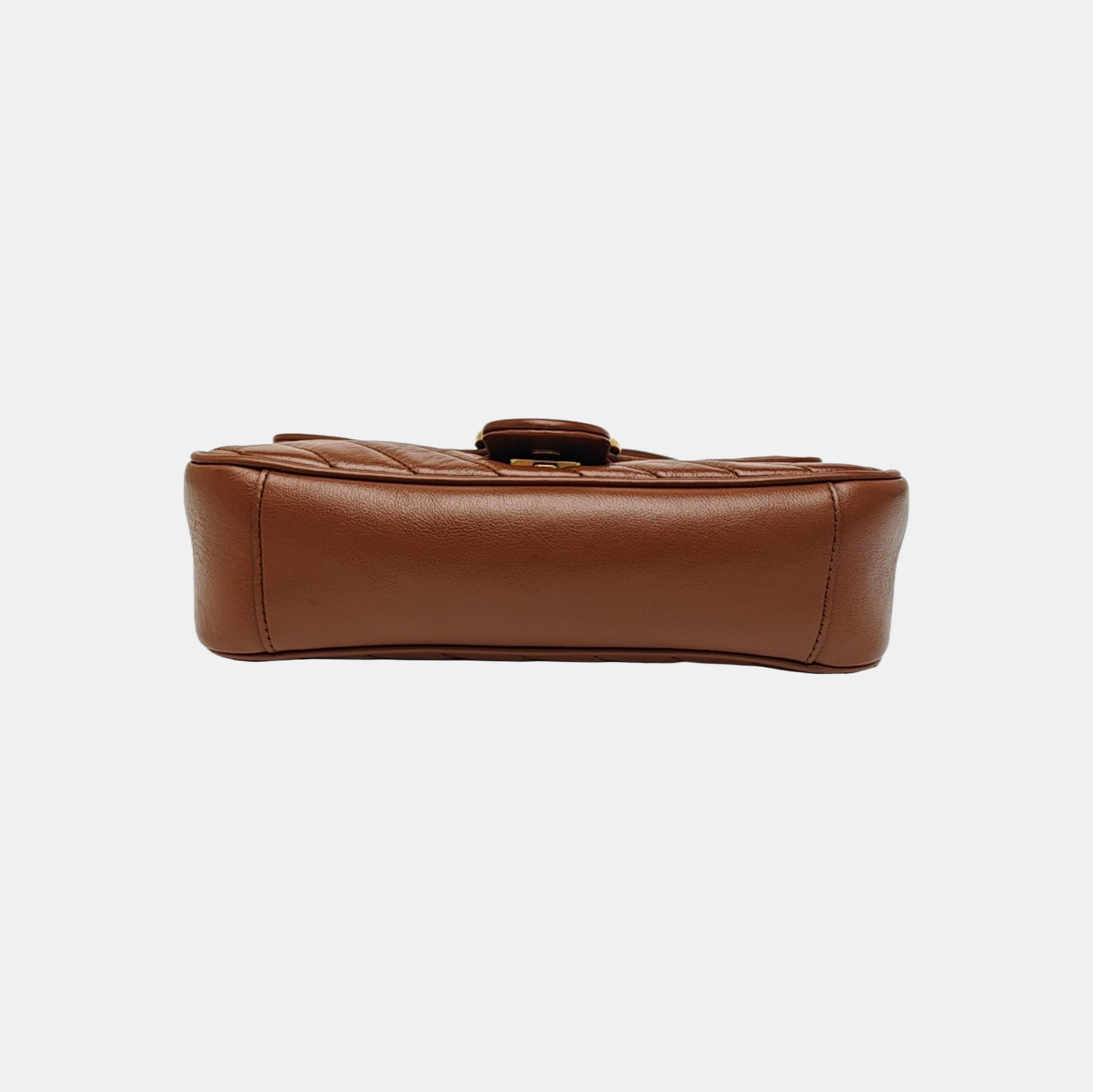 GG Marmont Medium Quilted Calfskin Brown