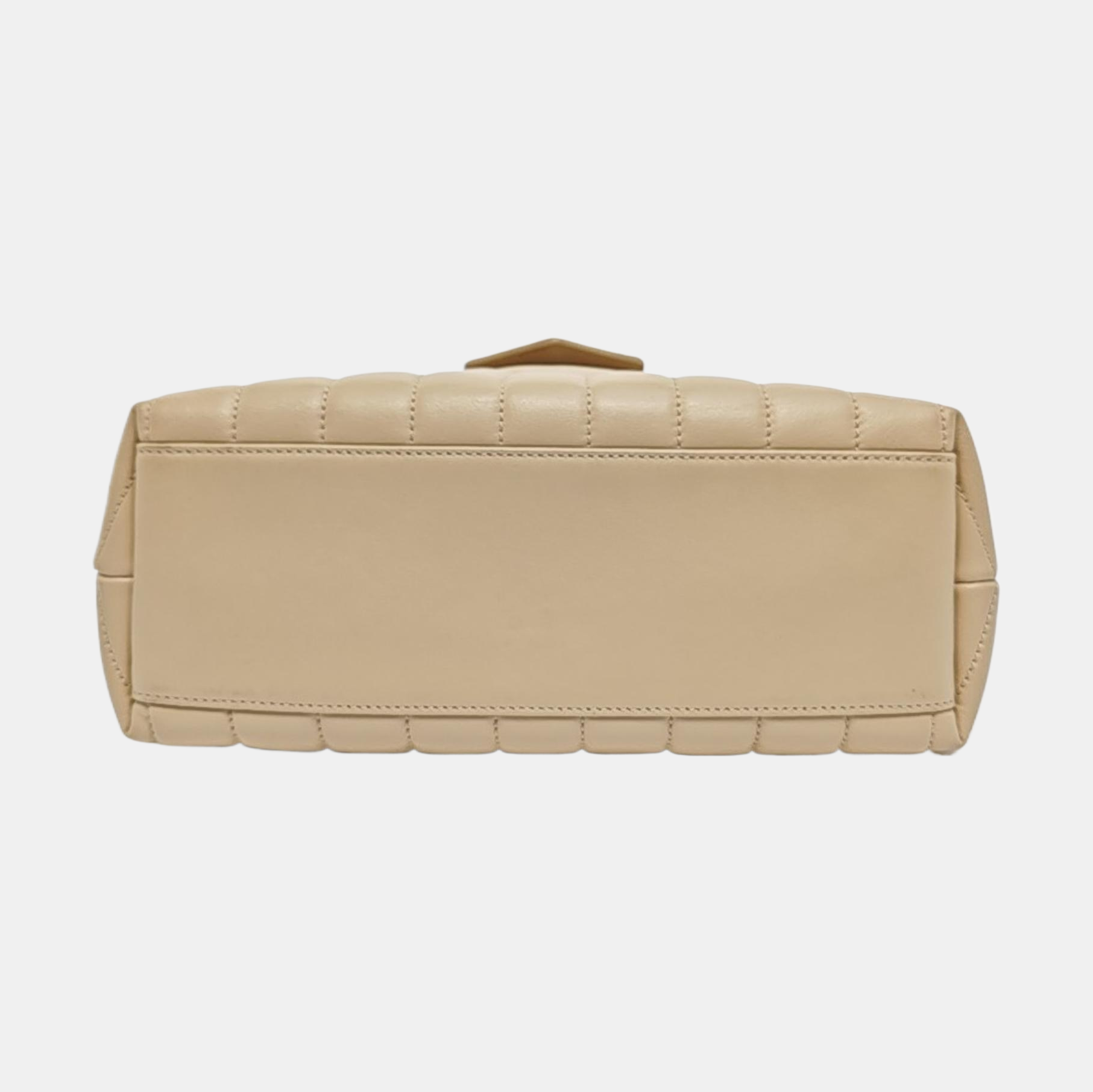 Chevron Leather Shoulder Bag Beige