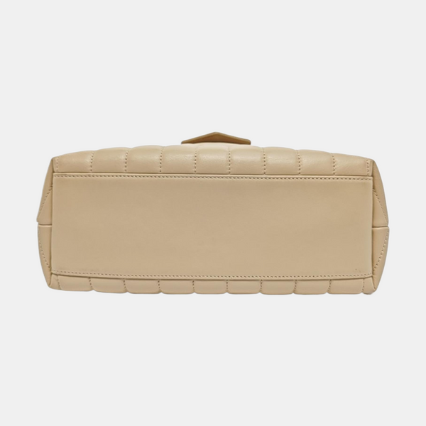 Chevron Leather Shoulder Bag Beige