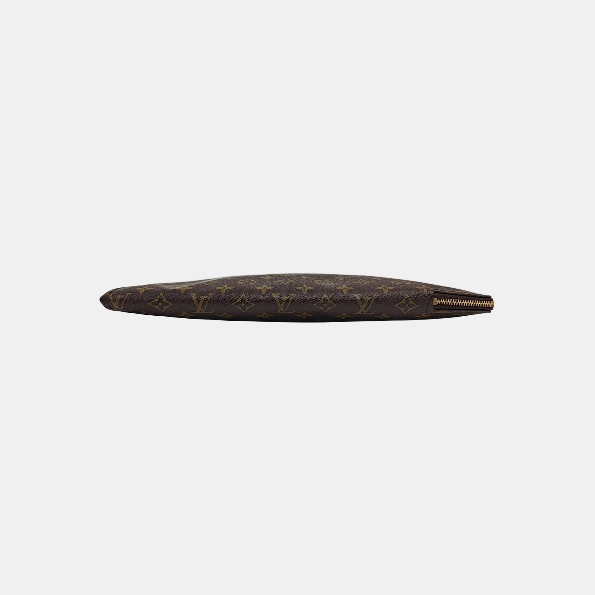 Monogram Coated Canvas Clutch Brown