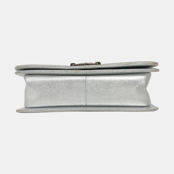 BOY CHANEL Medium Lambskin Silver